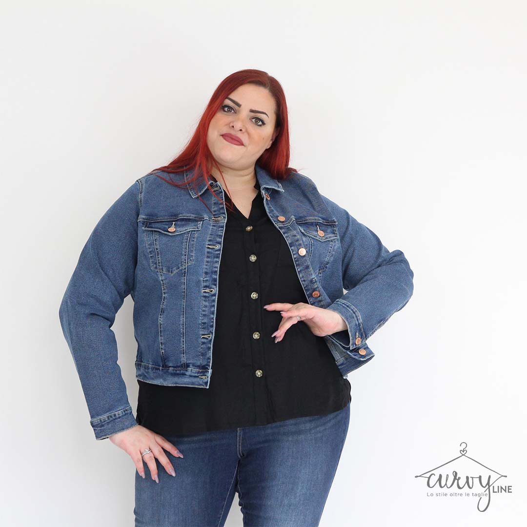 GIACCA JEANS CROP CURVY - immagine 2