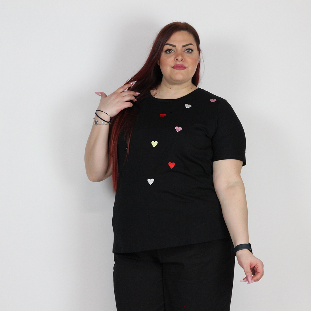 T-SHIRT CUORI RICAMO - immagine 5