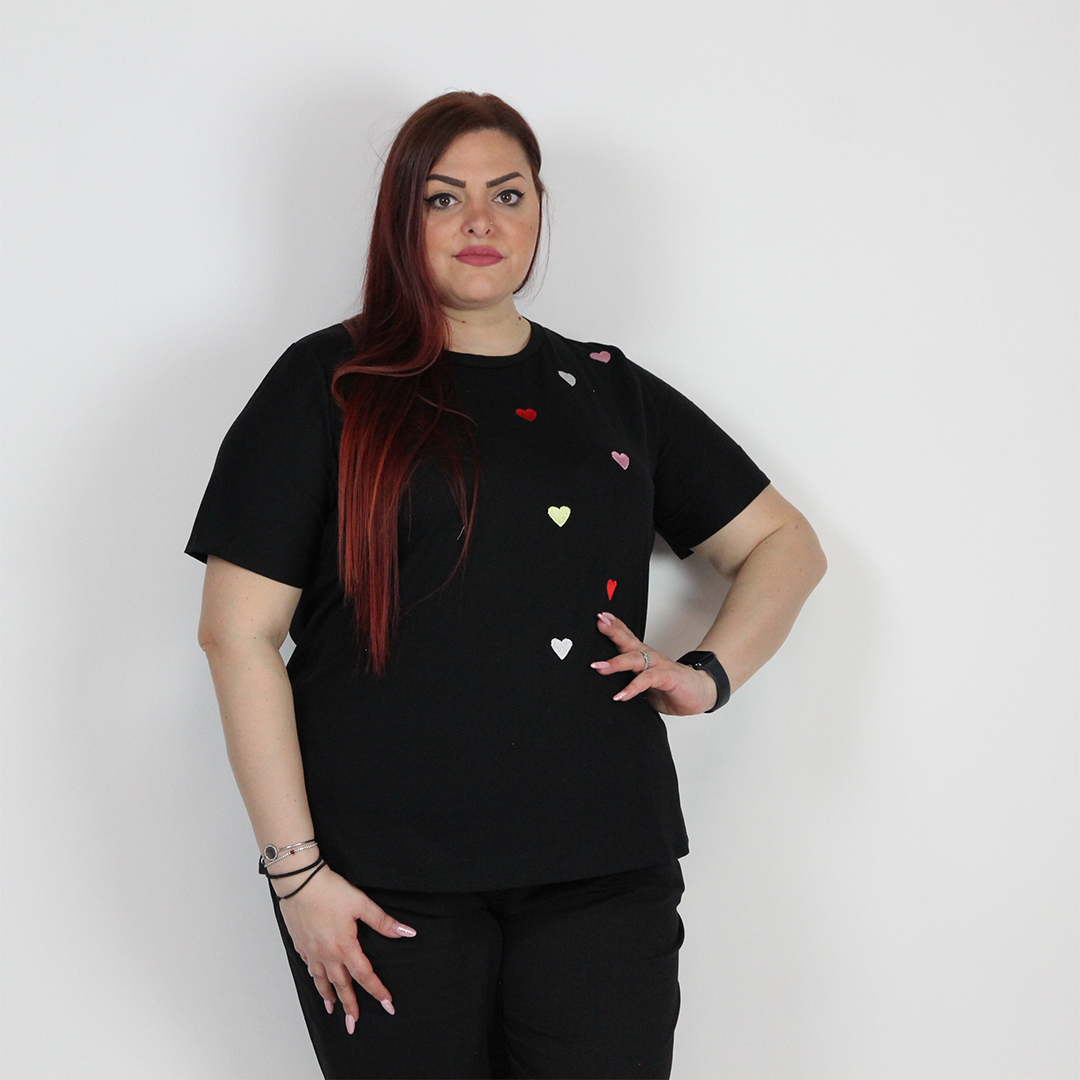 T-SHIRT CUORI RICAMO - immagine 6