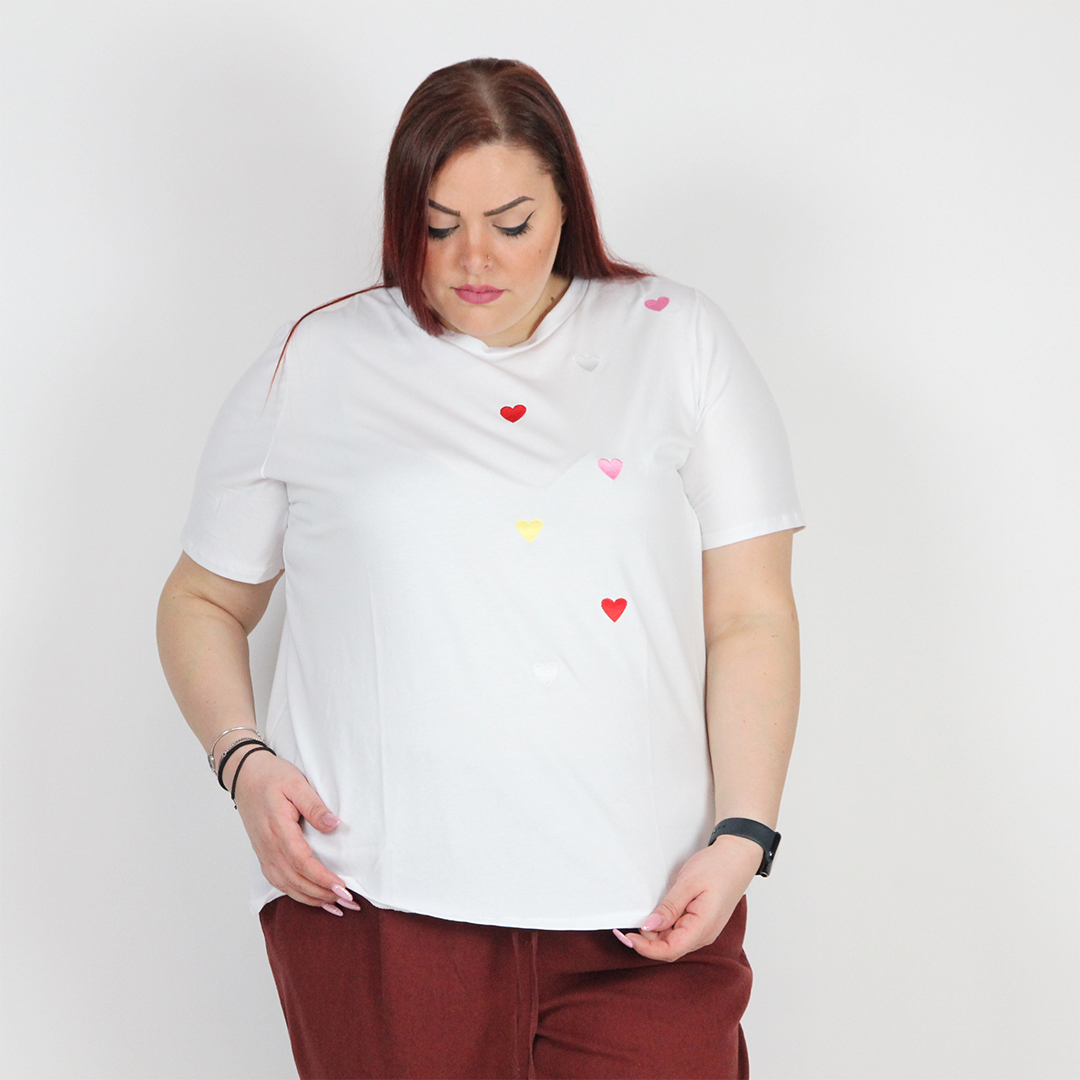 T-SHIRT CUORI RICAMO - immagine 8