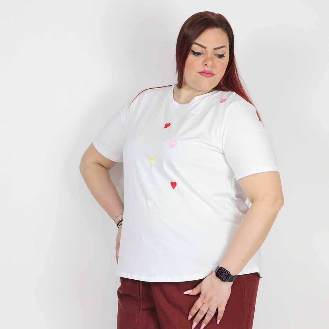 T-SHIRT CUORI RICAMO - immagine 9