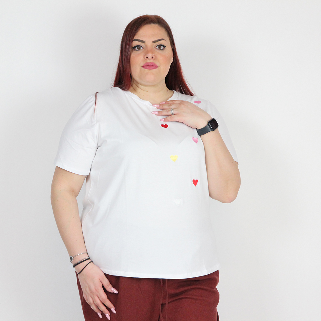 T-SHIRT CUORI RICAMO - immagine 10