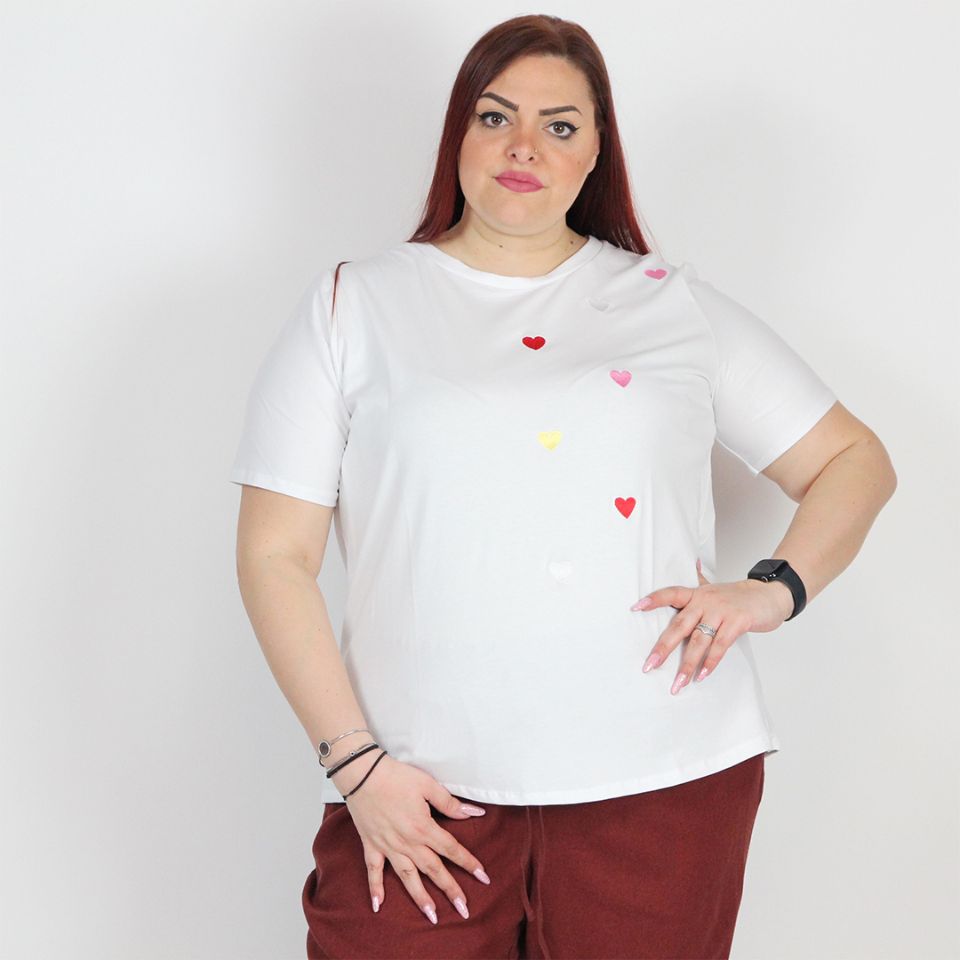 T-SHIRT CUORI RICAMO - immagine 11