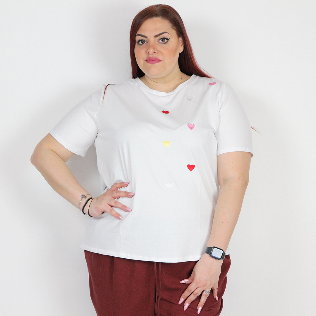T-SHIRT CUORI RICAMO - immagine 12